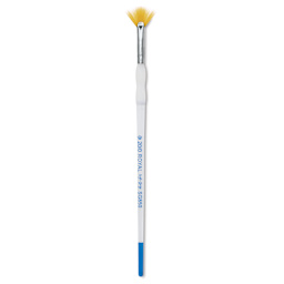 Royal & Langnickel Soft Grip Golden Taklon Brush - Fan, Short Handle, Size 20/0