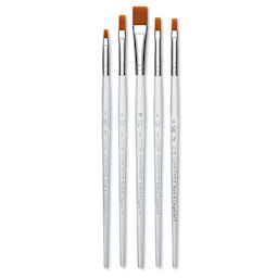 Royal Langnickel Clear Choice Brush Set - Golden Taklon, Flat, Set of 60, Short Handle