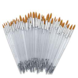Royal Langnickel Clear Choice Brush Set - Golden Taklon, Round, Set of 60, long handle, assorted sizes