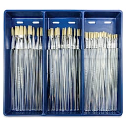 Royal Langnickel Clear Choice Brush Set - White Bristle, Flat, Set of 60, Long Handle