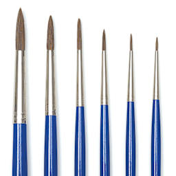 Blick Scholastic Ox Hair Brush Sets - Set of 6 Round Brushes shown upright
