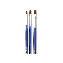 Blick Scholastic Red Sable Brushes - Brights, Set of 3, Long Handle close up