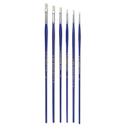 Blick Scholastic White Bristle Brush Set - Flat, Set of 6