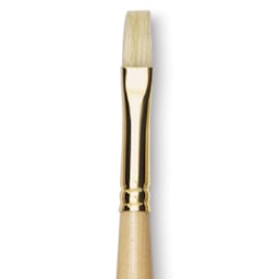 Raphaël D'Artigny Interlocked White Bristle Brush - Flat, Long Handle, Size 6