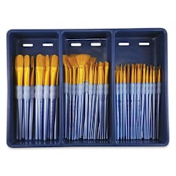 Royal Langnickel Golden Taklon Brushes - Specialty Combo Set of 72 (Brushes in Tray)
