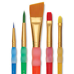 Royal & Langnickel Big Kid's Choice Lil' Grippers Synthetic Brushes - Angular Variety, Set of 5