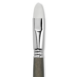 Escoda Perla Toray White Synthetic Brush - Bright, Short Handle, Size 16 (Close-up of brush)