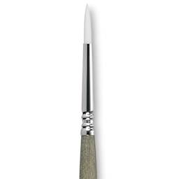 Escoda Perla Toray White Synthetic Brush - Round, Short Handle, Size 4 close up