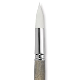 Escoda Perla Toray White Synthetic Brush - Round, Short Handle, Size 22 close up