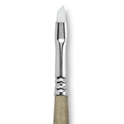 Escoda Perla Toray White Synthetic Brush - Angular, Short Handle, Size 6 close up