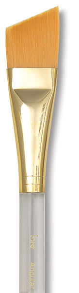 Princeton Good Synthetic Golden Taklon Brush - Angular, Short Handle, Size 3/4" close up