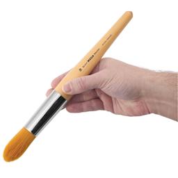 Blick Mega Golden Taklon Brush - Mega Round, Short Handle, Size 50, held in hand