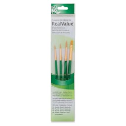 Princeton Real Value Brush Set - 9115, Golden Taklon, Short Handle, Set of 4