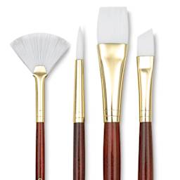 Princeton Real Value Brush Set - 9120, White Taklon, Short Handle, Set of 4