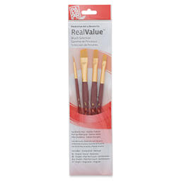 Princeton Real Value Brush Set - 9123, Golden Taklon, Short Handle, Set of 4