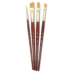 Princeton Real Value Brush Set - 9123, Golden Taklon, Short Handle, Set of 4