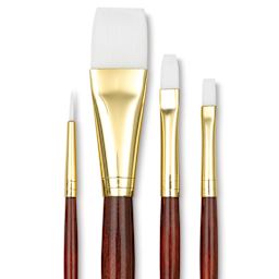 Princeton Real Value Brush Set - 9125, White Taklon, Short Handle, Set of 4