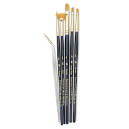 Princeton Real Value Brush Set - 9133, Golden Taklon, Short Handle, Set of 6