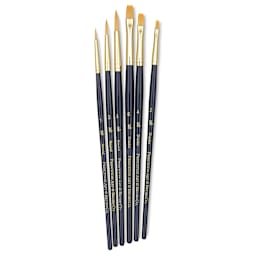 Princeton Real Value Brush Set - 9137, Golden Taklon, Short Handle, Set of 6