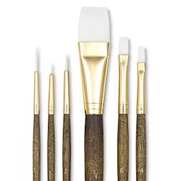 Princeton Real Value Brush Set - 9140, White Taklon, Short Handle, Set of 6