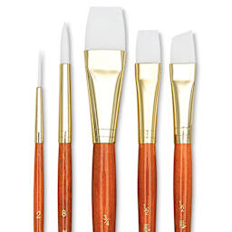 Princeton Real Value Brush Set - 9151, White Taklon, Short Handle, Set of 5