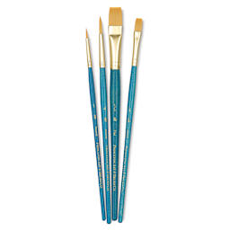 Princeton Real Value Brush Set - 9171, Golden Taklon, Short Handle, Set of 4