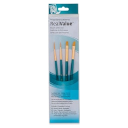 Princeton Real Value Brush Set - 9173, Golden Taklon, Short Handle, Set of 4