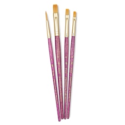 Princeton Real Value Brush Set - 9181, Golden Taklon, Short Handle, Set of 4