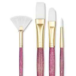 Princeton Real Value Brush Set - 9182, White Taklon, Short Handle, Set of 4