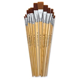 Blick Essentials Value Brush Set - Flat Brushes, Brown Nylon, Set of 12