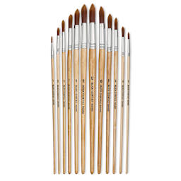 Blick Essentials Value Brush Set - Round Brushes, Brown Nylon, Set of 12