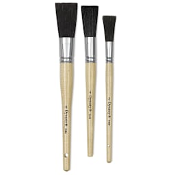 Dynasty Red-Letter Encaustic Brushes - Three Oval Sash Brushes upright