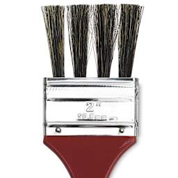 Dynasty Red-Letter Gray Bristle Brush - Blend Grainer Flat, Long Handle close up