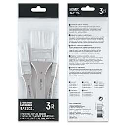 Liquitex Basics Synthetic Brushes - Large Scale Flat, Short Handle, Set of 3, packaging