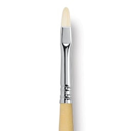Escoda Clasico Chungking White Bristle Brush - Short Filbert, Long Handle, Size 4 close up