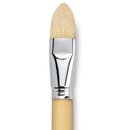 Escoda Clasico Chungking White Bristle Brush - Short Filbert, Long Handle, Size 24 close up