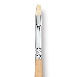 Escoda Clasico Chungking White Bristle Brush - Bright, Long Handle, Size 4 close up