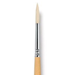 Escoda Clasico Chungking White Bristle Brush - Round, Long Handle, Size 8 close up