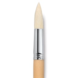 Escoda Clasico Chungking White Bristle Brush - Round, Long Handle, Size 24 close up
