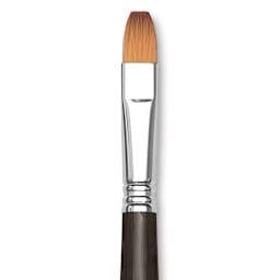 Escoda Prado Tame Synthetic Brush - Bright, Long Handle, Size 14 (Close-up of brush)
