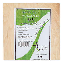 American Easel Maple Panel - 8" x 8", 1/2" Profile, Keyhole front with label