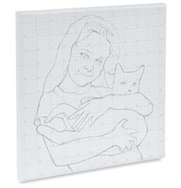 Artist Grid Canvas - Angled canvas with sketch of child holding cat