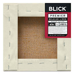 Blick Premier Belgian Linen - 8" x 8", Oil-Primed, 1-3/8" Profile, back with packaging