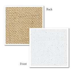 Caravaggio 508 Linen Roll - 83" x 5 yds , Single Weave, Extra Rough Texture showing front and back of canvas