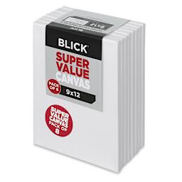 Blick Super Value Canvas Pack - 9'' x 12'', Pkg of 8 (side view of canvases in packaging)