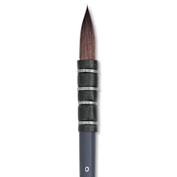 Winsor & Newton Professional Watercolor Synthetic Squirrel Brush - Quill, Short Handle, Size 0, close-up