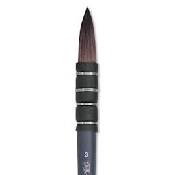 Winsor & Newton Professional Watercolor Synthetic Squirrel Brush - Quill, Short Handle, Size 3, close-up
