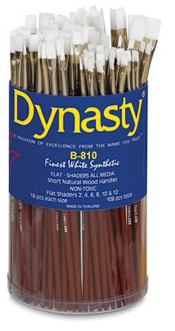 
Finest White Synthetic Flat Shader, 108 Brush Assortment Short Handle Outside of Package
