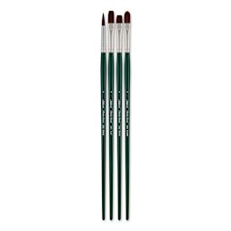 Silver Brush Ruby Satin Synthetic Brushes - Basics, Set of 4, Long Handle
