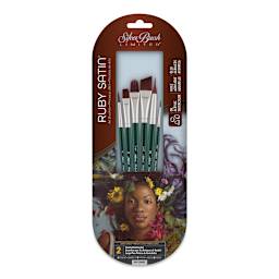 Silver Brush Ruby Satin Synthetic Brushes - Starter, Set of 6, Short Handle (front of package)